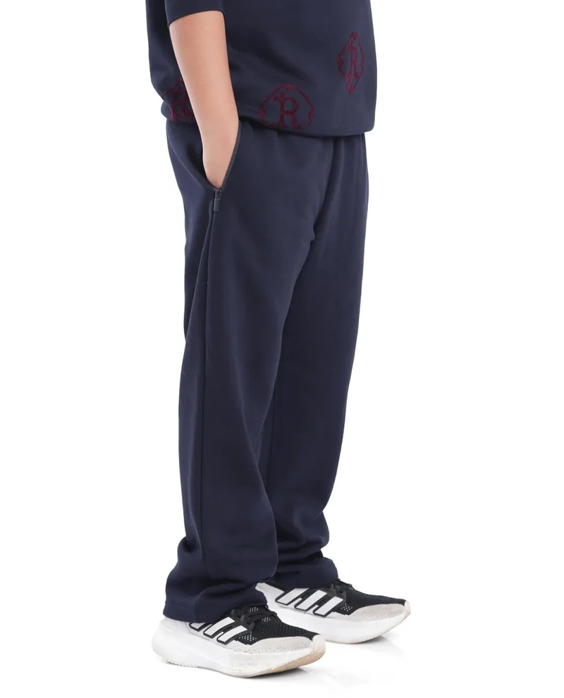 Rare Ones Rare Ones Kids Rinz Navy Cotton Poly Flock Print Trackpant