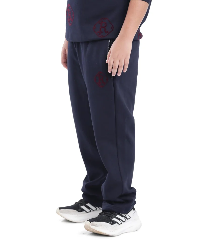 Rare Ones Rare Ones Kids Rinz Navy Cotton Poly Flock Print Trackpant