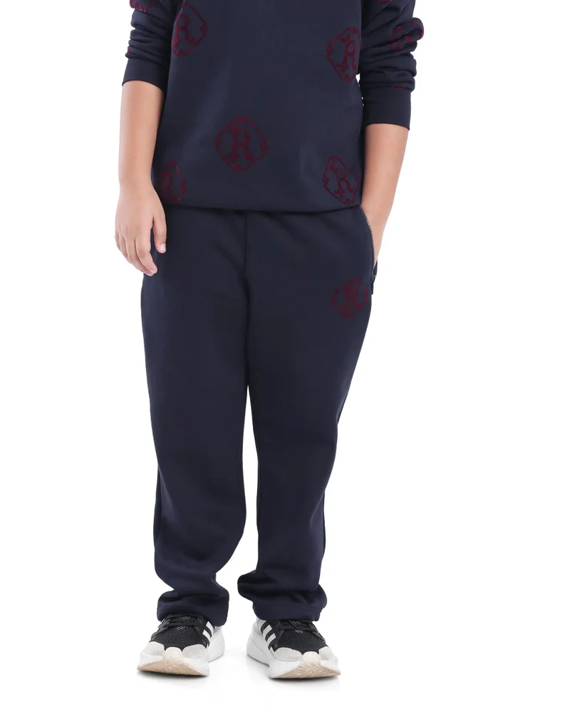 Rare Ones Rare Ones Kids Rinz Navy Cotton Poly Flock Print Trackpant