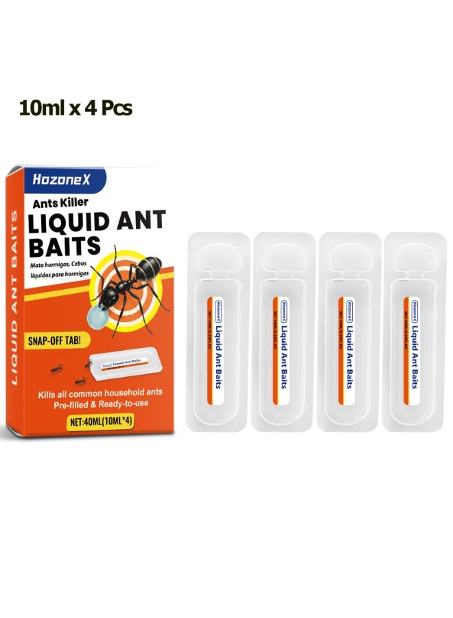 HOZONEX Instant Ants Killer Liquid Ant Baits 10ml*4 Pcs, Indoor Multi-Surface Liquid Ant Bait and Killer - Discreet Bait Stations - Kills Common Household Ants, 4 Count - Image 1