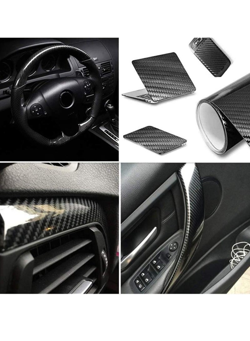 6D Carbon Fiber Sticker 30 x 150CM Car Vinyl Wrap Sheet With Scraper Self-adhesive Bubble-Free Carbon Fibre Sticker Roll Waterproof Vinyl Wrapping Tape Wrap Protective Film For Car - Image 4