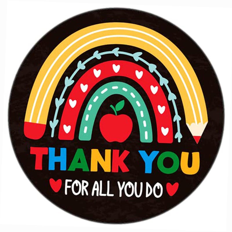 FLYAB 36Pcs Thank You Teacher Stickers  15 Rainbow Teacher Appreciation Gifts Tags Stickers Thank You Teacher Round Labels for Gift Wrap Box Cards Envelope Seals Party Favors Supplies