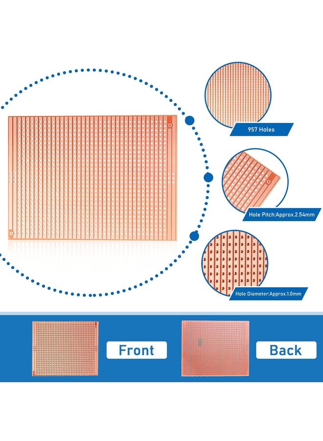 10PCS 73mm x 100mm PCB Board Prototype Kit Circuit Board Breadboards 957 Holes Universal Printed Circuit Breadboard for DIY Soldering Electronic Projects - Image 2
