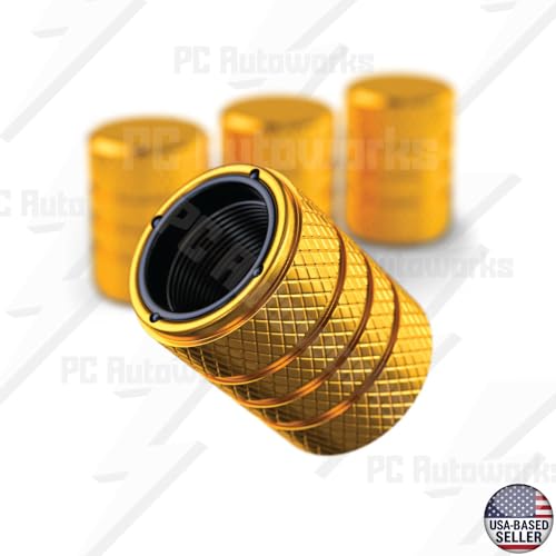 PC Autoworks Aluminum Tire Valve Stem Caps – Anti-Rust, Premium Anodized Aluminum, Corrosion-Resistant, Easy Install, Universal Fit for Car, Truck, Bike, SUV – 1 Pack/Set of 4 (Yellow Gold) - Image 3