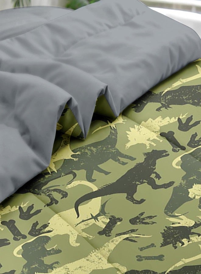 Pamnest Comforter Set Queen Size, Camouflage Dino Dinosaur 7 Pcs Bedding for Kids and Adults, Cute Funny Green Bed Sheet Sets with Fitted Sheet 2 Pillowcases & 2 Shams for Bedroom Bed Decor - Image 5