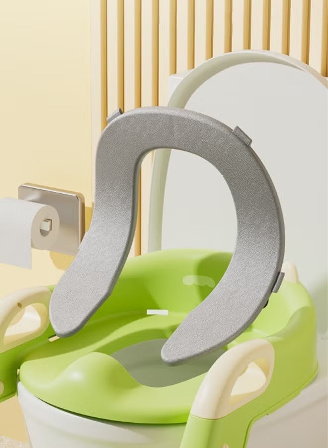 Berma Baby مقعد تدريب على استخدام المرحاض للأطفال الصغار بتصميم شبه منحرف - مقعد قابل للطي مع ارتفاع قابل للتعديل، وحصيرة مانعة للانزلاق ووسادة ناعمة | تصميم ديناصور | يناسب المراحيض القياسية | أخضر - Image 4