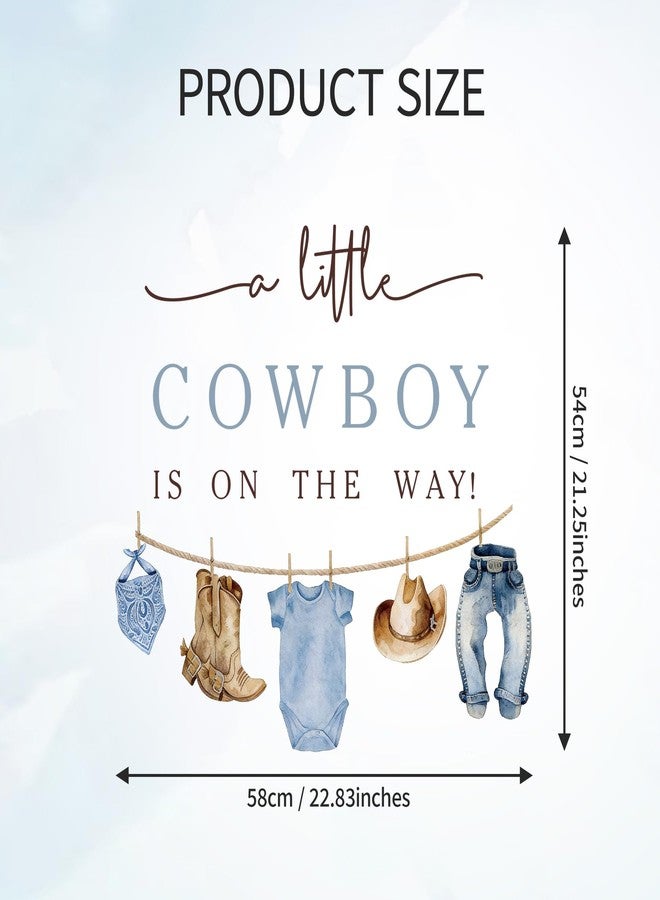 Dvehdbay Western Baby Shower Decorations - A Little Cowboy Is on the Way Sign Decal for Backdrop Balloons Arch, A Little Cowboy Is on the Way Baby Shower, Western Birthday Party Decorations, 1st Party Supplies - Image 4