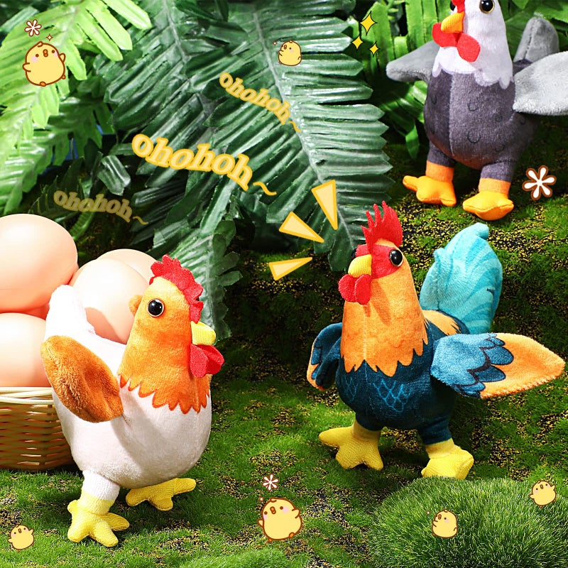 Kasyat 6 Pieces Mini Plush Furry Farm Animal Toys Soft Horse Pig Cattle Rabbit Dog Sheep Doll Stuffed Plush Farm Animals for Birthday Party Decoration(Chicken and Rooster) - Image 5
