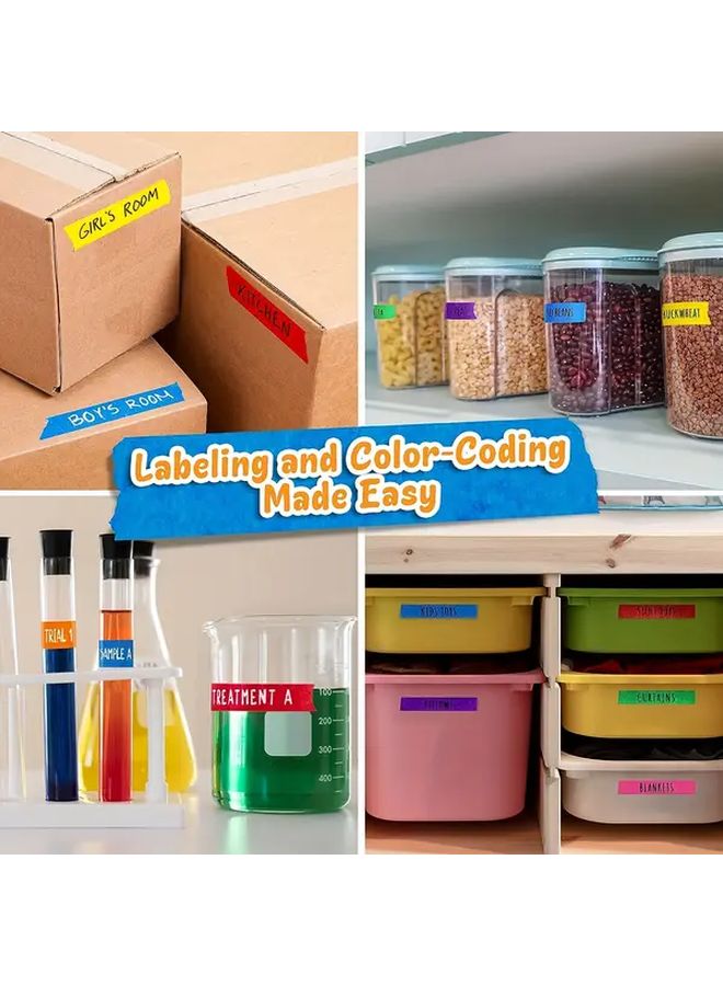 6 Rolls Rainbow Color Masking Tape For Crafts Labels Diaries Party Decorations - Image 4