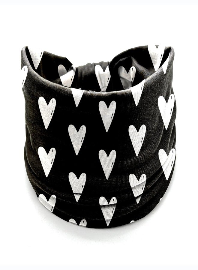 winthrop 4 Pcs Valentine's Day Headbands for Women, Black White Wide Turban Dress Up Costume Breathable Stretchy Non Slip Head Wrap, Love Heart Pattern Holiday Fall Winter Hair Band for Yoga Running Party - Image 3