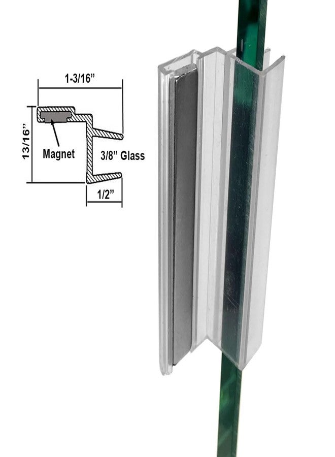 TechnologyLK Gordon Glass® قناة على شكل حرف U من البولي كربونات الشفافة مقاس 3 بوصات مع مغناطيس لأبواب الدش الزجاجية مقاس 3/8 بوصة - Image 2