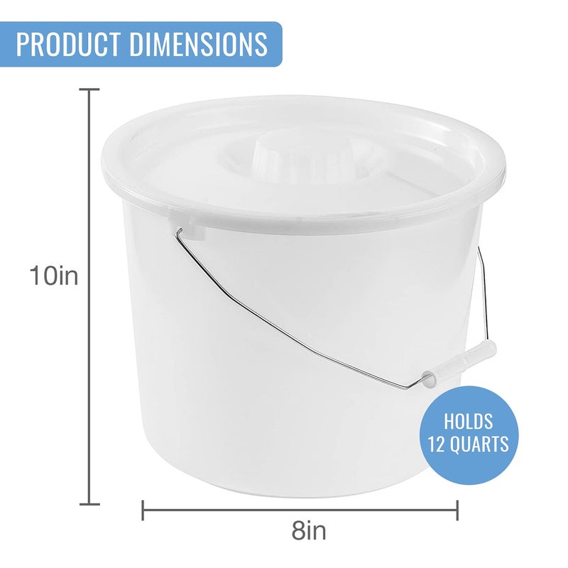 DMI Bedside Commode Replacement Bucket with Lid  Handle Easy to Clean Durable or Sturdy Holds up to 12 Quarts Universal Pail Chair - Image 3