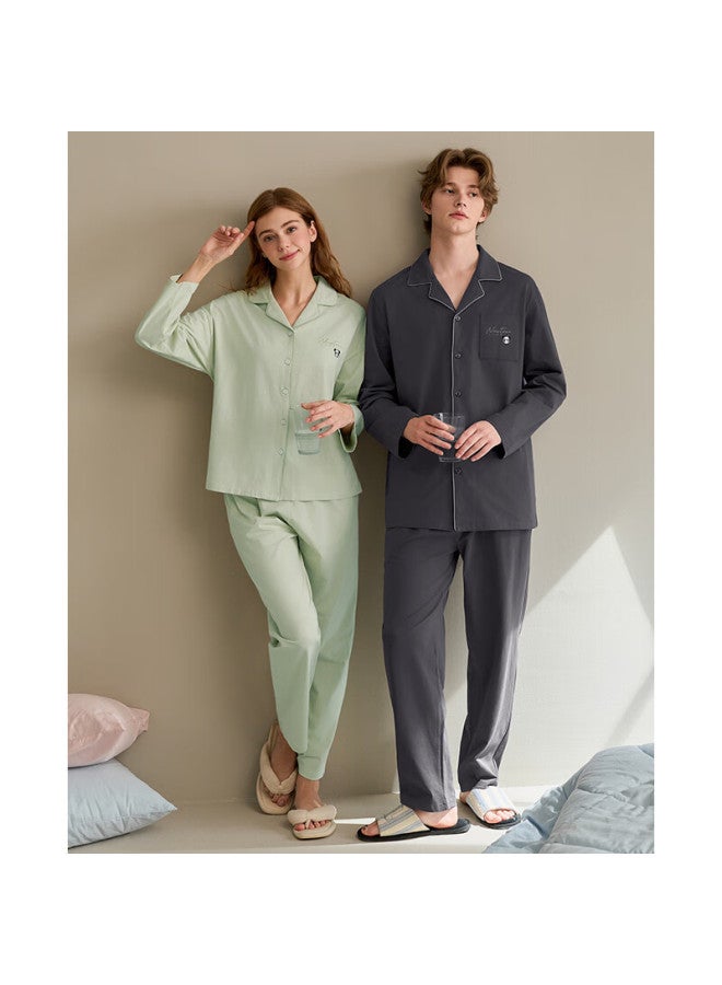 Fenton Fenteng Couples Pajamas Women Spring Autumn New Pure Cotton Long Sleeve Round Neck Loose Youth Men Plus Size 100% Cotton Homewear Set - Image 4