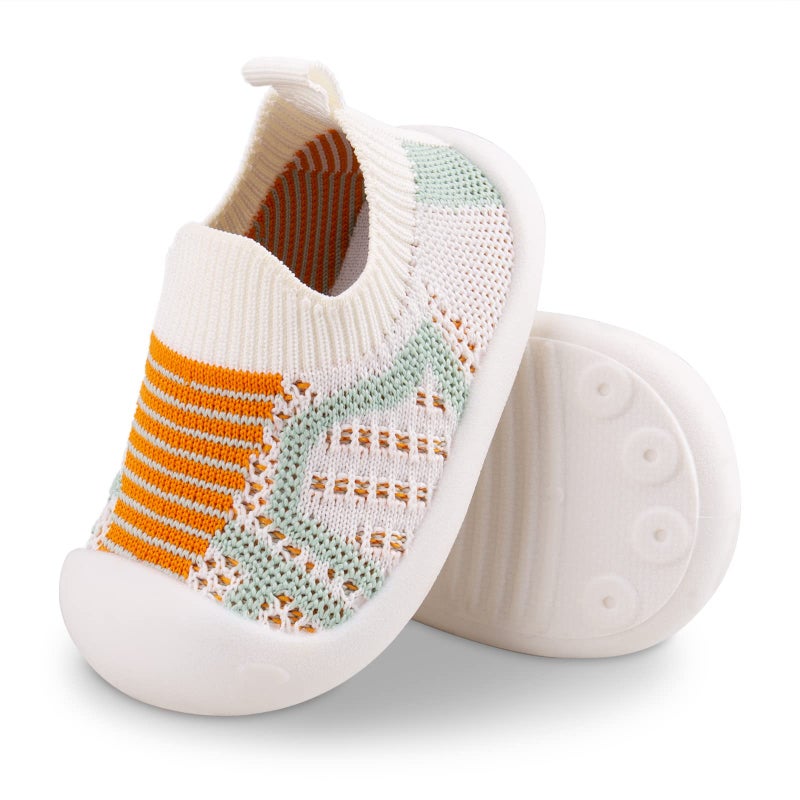 Charrost Toddler Shoes Size 5 NonSlip Lightweight Casual Walking Shoes Infant Baby Boy Girl Slip On Chubby Feet Soft Sole Summer Breathable Elastic Knitted Sock Sneakers 1 Year Old 1218 Months White 516 
