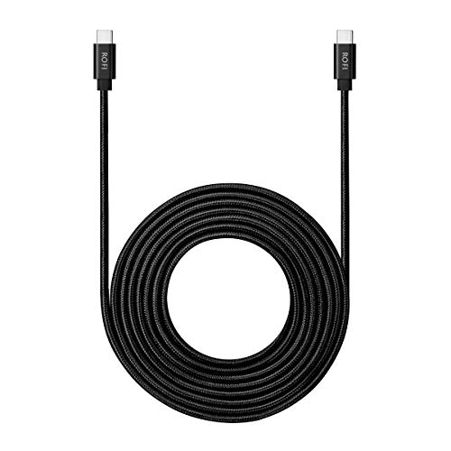 RoFI USB C to USB C Cable 15ft, 60W Power Delivery Extra Long and Extremely Durable Type C Charger Cord Compatible with MacBook Pro/iPad Pro/Galaxy S20/Switch/Pixel/LG and Other USB C Charger (Black) - Image 1