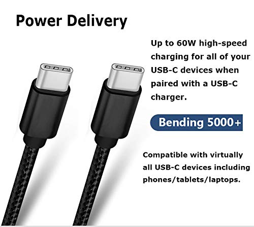 RoFI USB C to USB C Cable 15ft, 60W Power Delivery Extra Long and Extremely Durable Type C Charger Cord Compatible with MacBook Pro/iPad Pro/Galaxy S20/Switch/Pixel/LG and Other USB C Charger (Black) - Image 3