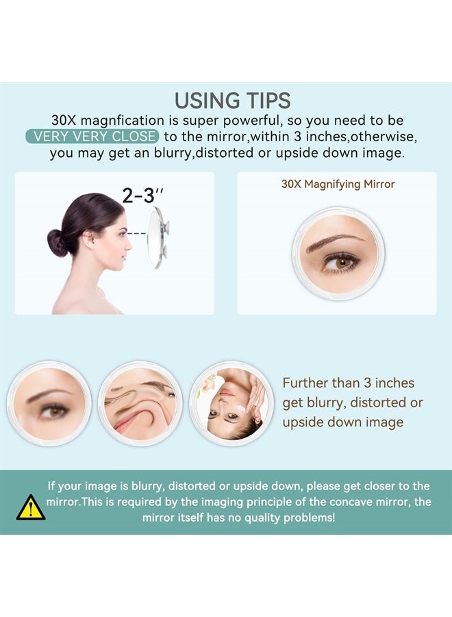 MIYADIVA 30X Magnifying Mirror, Small Magnifying Mirror with Suction Cup, Plucking Eyebrows 6 Inch  - Image 5