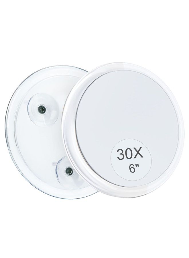 MIYADIVA 30X Magnifying Mirror, Small Magnifying Mirror with Suction Cup, Plucking Eyebrows 6 Inch  - Image 1