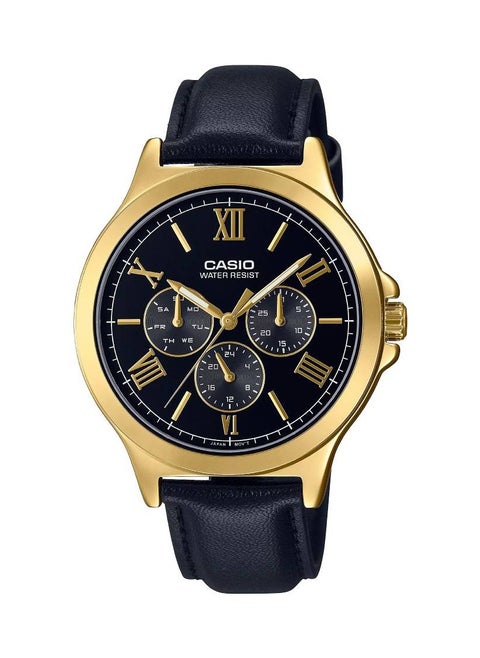 Quartz Multi Function Leather Strap Men's Watch MTP-V300GL-1AUDF