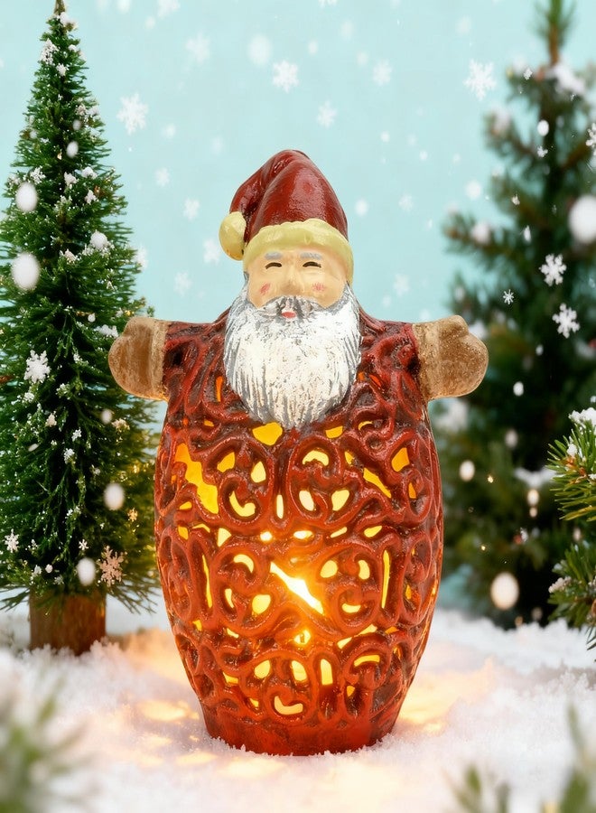 Linton Arts Santa Claus Tea Light Candle Holders, Cast Aluminium Christmas Centerpiece for Tables, Hollow-Out Candle Holder for Christmas Decorations（Christmas Lantern） - Image 1