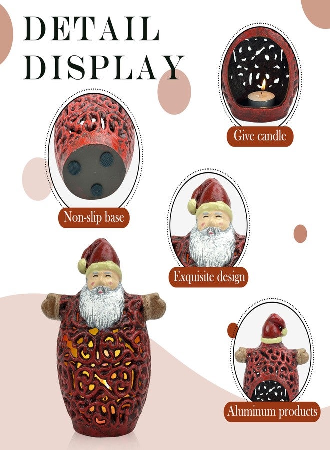 Linton Arts Santa Claus Tea Light Candle Holders, Cast Aluminium Christmas Centerpiece for Tables, Hollow-Out Candle Holder for Christmas Decorations（Christmas Lantern） - Image 3