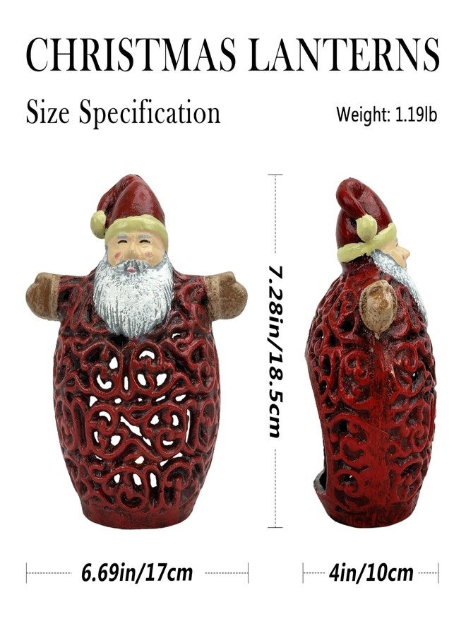 Linton Arts Santa Claus Tea Light Candle Holders, Cast Aluminium Christmas Centerpiece for Tables, Hollow-Out Candle Holder for Christmas Decorations（Christmas Lantern） - Image 2