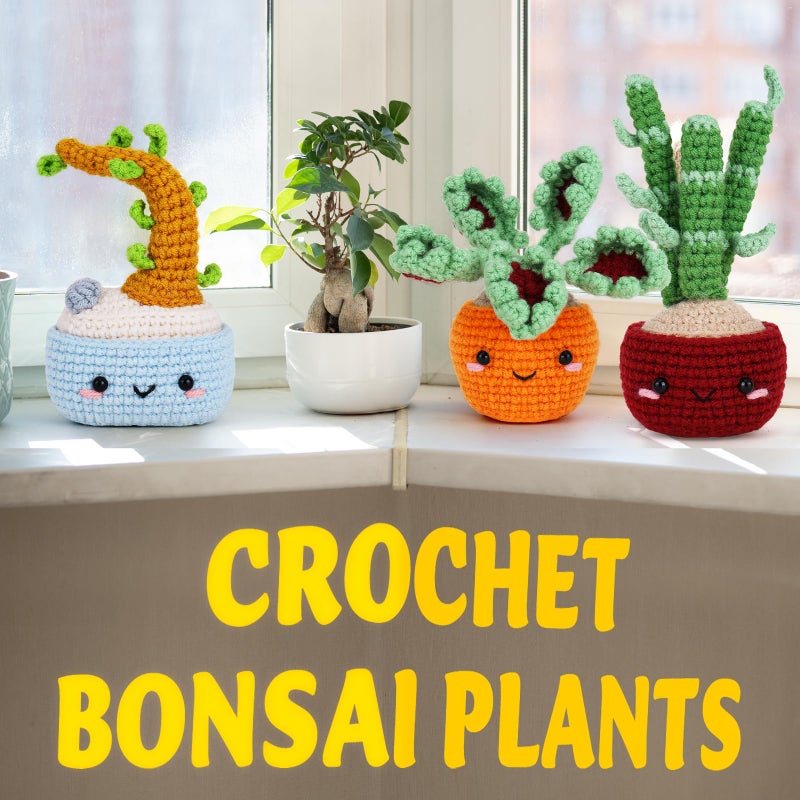 Crochetta طقم كروشيه كروشيتي للمبتدئين، أطقم كروشيه للمبتدئين للبالغين مع دروس فيديو خطوة بخطوة، مستلزمات هوايات الحياكة والكروشيه، شجرة بونساي أميغورومي (40%+ خيوط)  - Image 2