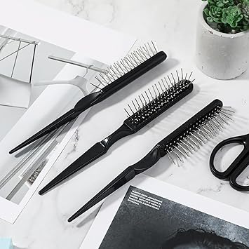 Styquenzer Professional 3Row Wire Bristle Wig Brush for Synthetic Hair Teasing and Detangling Styler Travel Size Metal Comb for Extensions Barbers and Beginners - Image 2