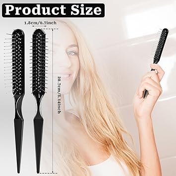 Styquenzer Professional 3Row Wire Bristle Wig Brush for Synthetic Hair Teasing and Detangling Styler Travel Size Metal Comb for Extensions Barbers and Beginners - Image 4
