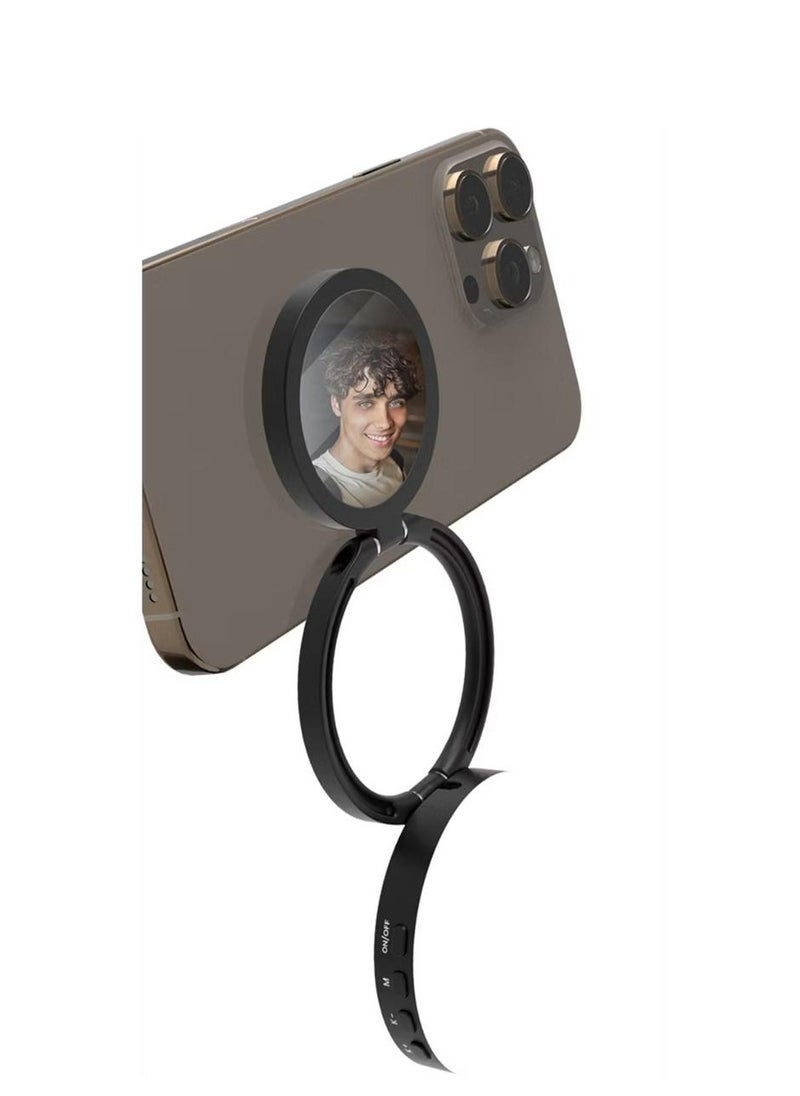 Generic Selfie Fill Light with 3 Color Temperatures, Brightness of 280 Lumens, 2 Hours Working Time, 120° Lighting Angle, MagSafe Compatibility, 360° Rotation - Black  - Image 2