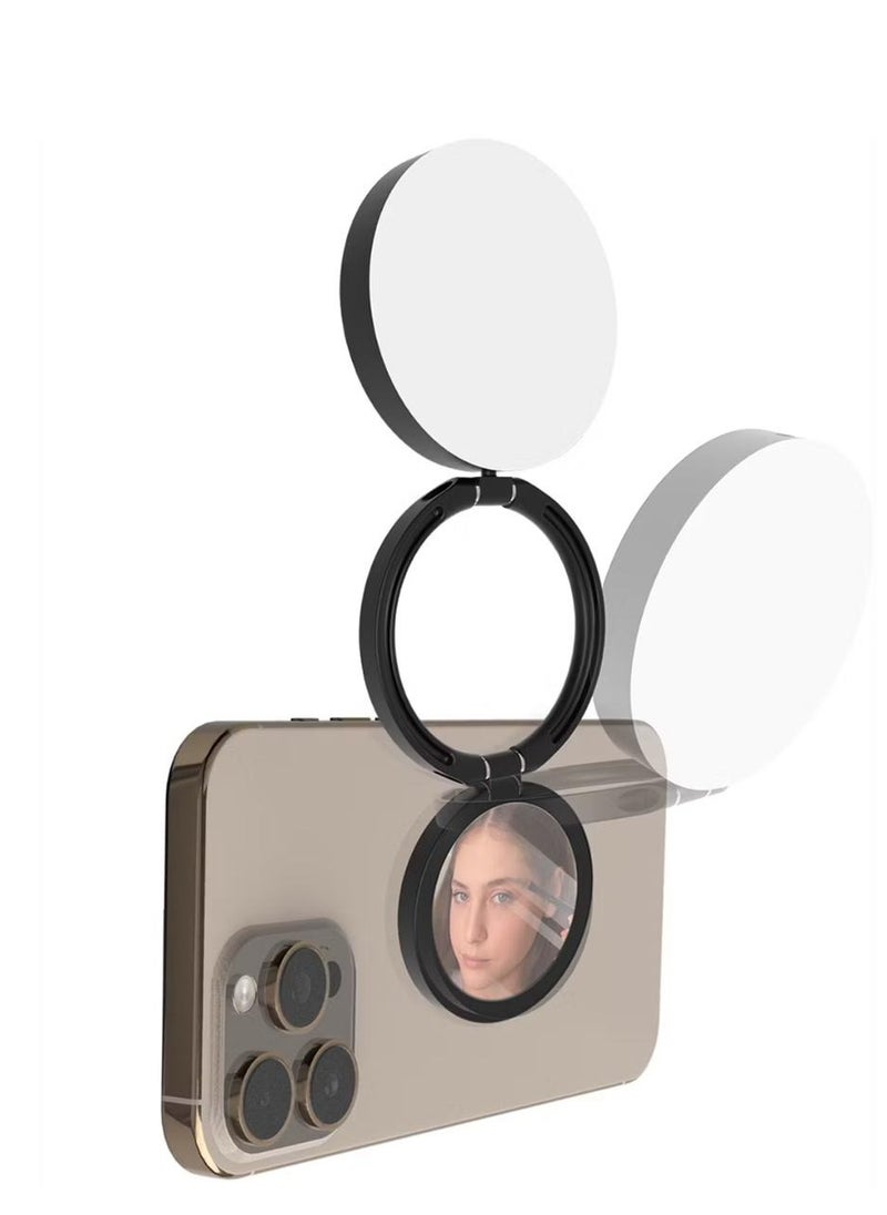 Generic Selfie Fill Light with 3 Color Temperatures, Brightness of 280 Lumens, 2 Hours Working Time, 120° Lighting Angle, MagSafe Compatibility, 360° Rotation - Black  - Image 1