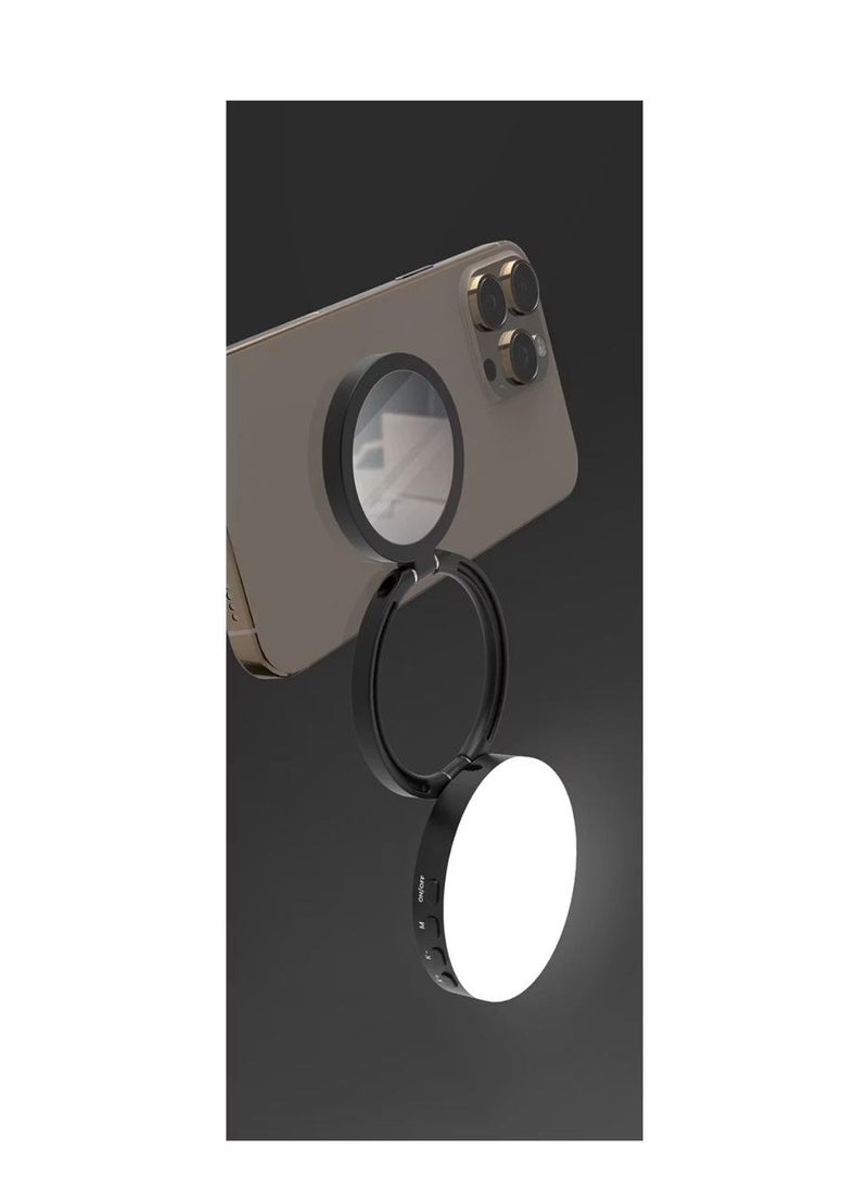 Generic Selfie Fill Light with 3 Color Temperatures, Brightness of 280 Lumens, 2 Hours Working Time, 120° Lighting Angle, MagSafe Compatibility, 360° Rotation - Black  - Image 4