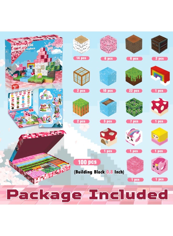 NIBEMINENT Magnetic Blocks - 100PCS Building Blocks Unicorn Cubes - Toys for Montessori Toddler Christmas Birthday Gifts - STEM Sensory Toys for 3 4 9 10 Year Old Girl - Image 2