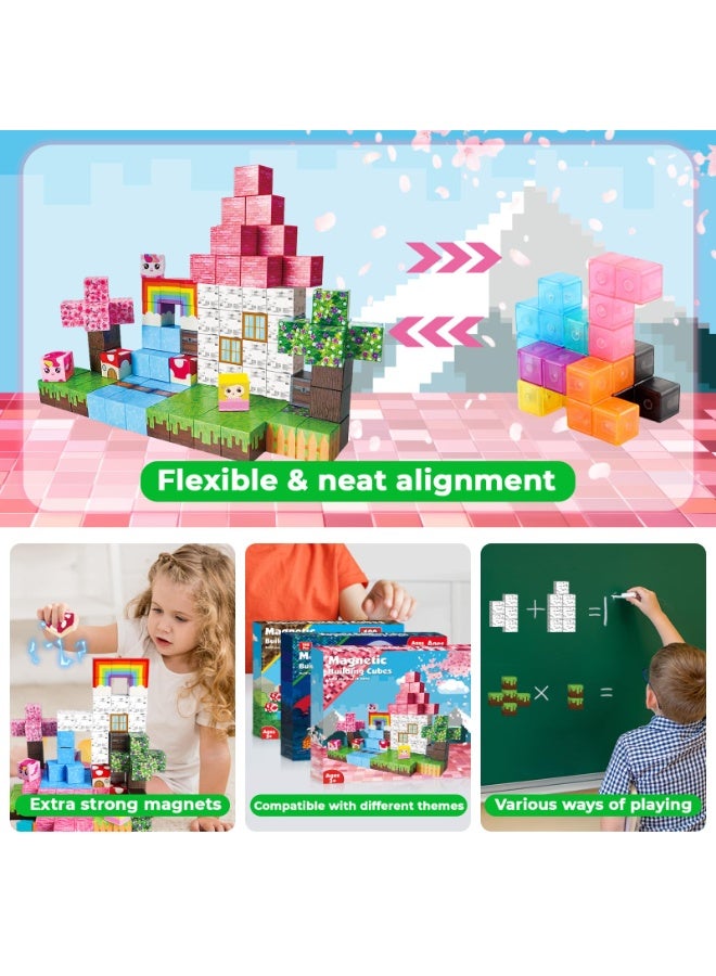 NIBEMINENT Magnetic Blocks - 100PCS Building Blocks Unicorn Cubes - Toys for Montessori Toddler Christmas Birthday Gifts - STEM Sensory Toys for 3 4 9 10 Year Old Girl - Image 4