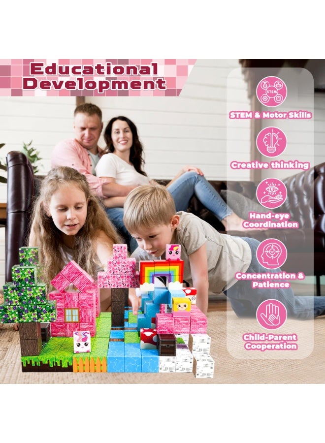 NIBEMINENT Magnetic Blocks - 100PCS Building Blocks Unicorn Cubes - Toys for Montessori Toddler Christmas Birthday Gifts - STEM Sensory Toys for 3 4 9 10 Year Old Girl - Image 5