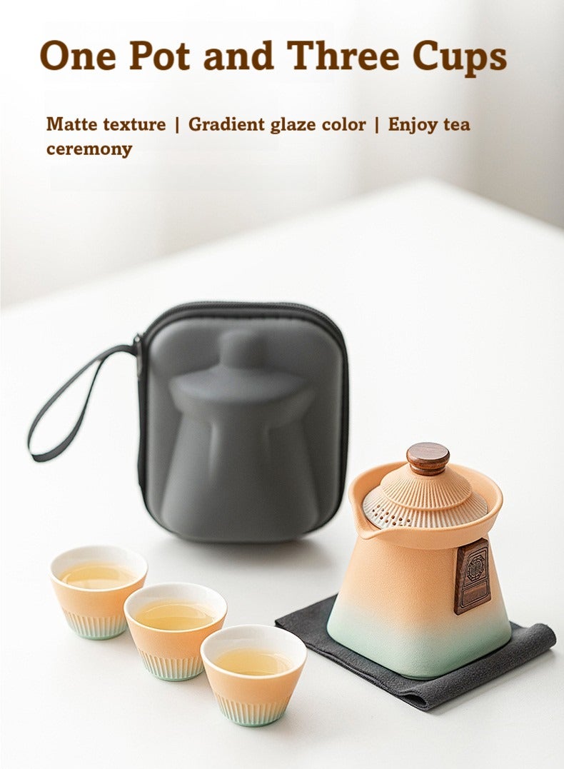 TAYRAN Kung Fu Tea Set Porcelain Set Portable Kung Fu Teapot and Cup Set Small Ceramic Tea Party Set Travel Tea Cup with Lid for Home Gifts Outdoor and Office - Image 2