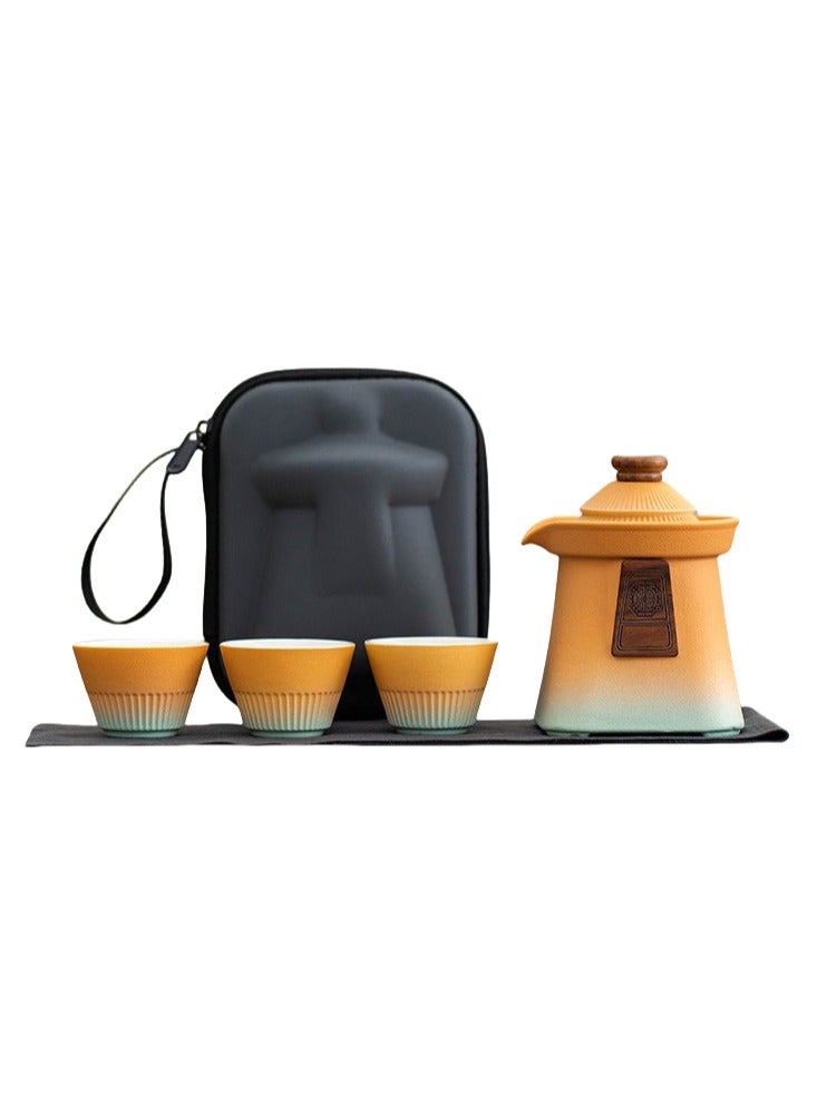 TAYRAN Kung Fu Tea Set Porcelain Set Portable Kung Fu Teapot and Cup Set Small Ceramic Tea Party Set Travel Tea Cup with Lid for Home Gifts Outdoor and Office - Image 1
