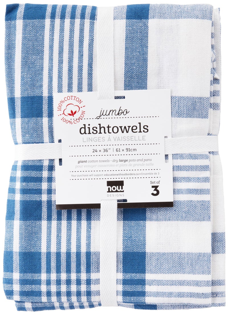 Now Designs Jumbo Dish Towels (Set of 3) - Royal - Image 1