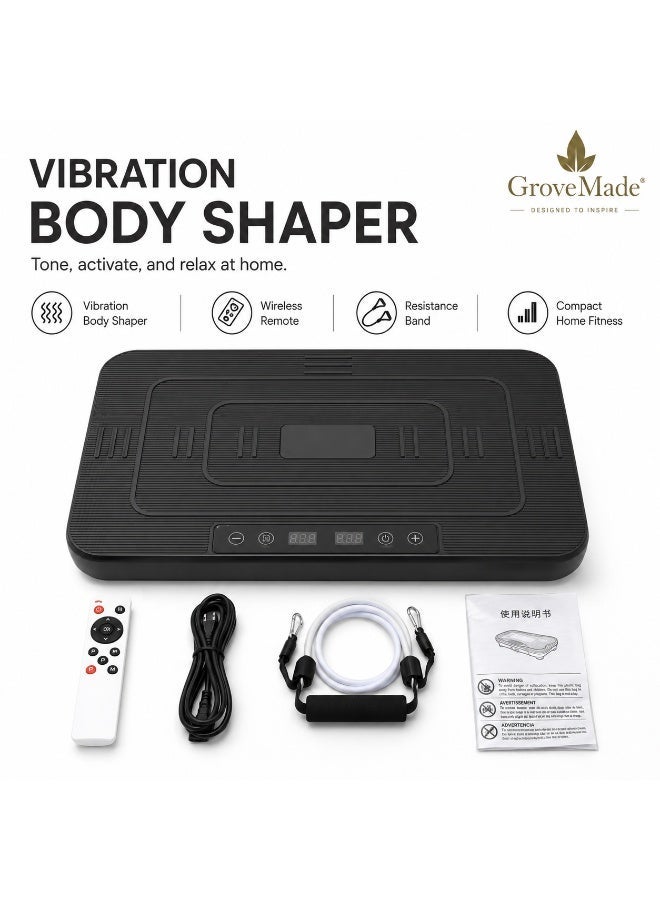 GroveMade Vibration Plate Exercise Machine Mini Full Body Vibration Platform Trainers for Home Use with Acupressure Nodes Cardio Machines Fat Removing Machine Multiple Speeds with Bluetooth Remote Max User Weight  330lbs - Image 1