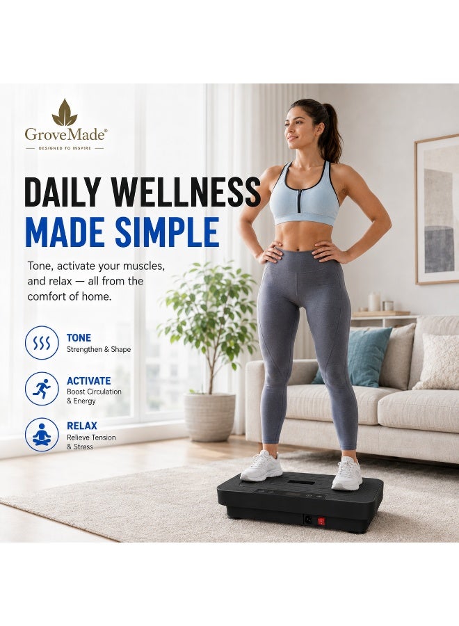 GroveMade Vibration Plate Exercise Machine Mini Full Body Vibration Platform Trainers for Home Use with Acupressure Nodes Cardio Machines Fat Removing Machine Multiple Speeds with Bluetooth Remote Max User Weight  330lbs - Image 5