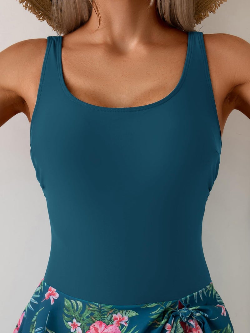 Eomenie One Piece Swimdress Swimsuits for Women Tummy Control Swim Dresses Skirt Bathing Suit - Image 5