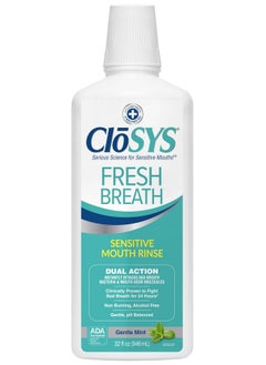 CloSYS Sensitive Mouthwash, 32 Ounce, Gentle Mint, Alcohol Free, Dye Free, Ph Balanced, Helps Soothe Mouth Sensitivity, Fights Bad Breath  - Image 1