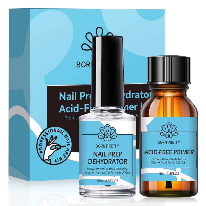 BORN PRETTY Nail Dehydrate and Primer 15ml Dehydrator for Acrylic and Gel Nail Polish Non Acid Primer for U V Gels No Burn Fast Air Dry Nail Prep Dehydrator Set 05oz - Image 3