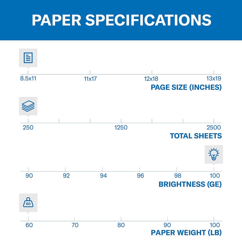 Hammermill Cardstock, Premium Color Copy, 60 lb, 8.5 x 11-100 Bright, Made in the USA Card Stock, 122549R, White - 1 Pack (250 Sheets) - Image 3