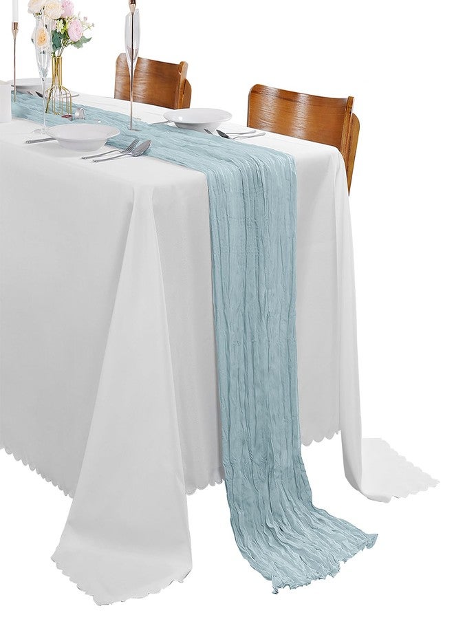 Cupuamon 15 Pack Light Blue Cheesecloth Table Runner 9FT Rustic Sheer Table Runners 17x108 Inch Gauze Boho Runner for Wedding Bridal Baby Shower Birthday Party Table Decorations - Image 1