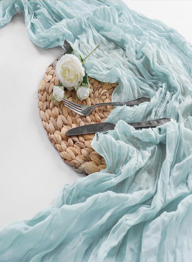 Cupuamon 15 Pack Light Blue Cheesecloth Table Runner 9FT Rustic Sheer Table Runners 17x108 Inch Gauze Boho Runner for Wedding Bridal Baby Shower Birthday Party Table Decorations - Image 5