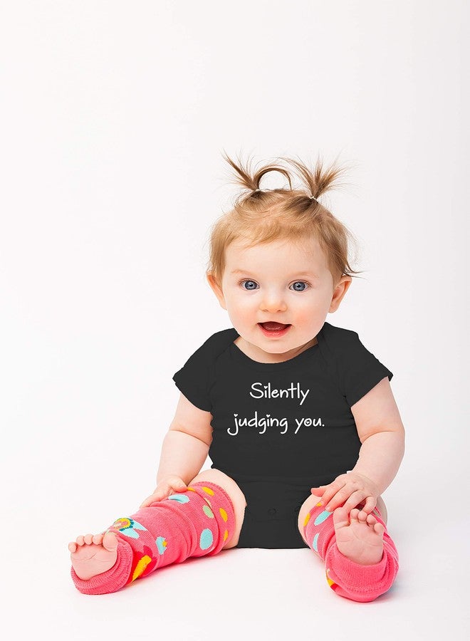 Funnwear بدلة أطفال مرحة بتصميم "أحكم عليك بصمت" - طقم ملابس للمواليد الجدد (6 أشهر، أسود) - Image 3