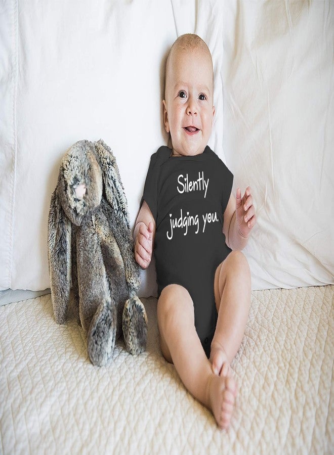 Funnwear بدلة أطفال مرحة بتصميم "أحكم عليك بصمت" - طقم ملابس للمواليد الجدد (6 أشهر، أسود) - Image 2