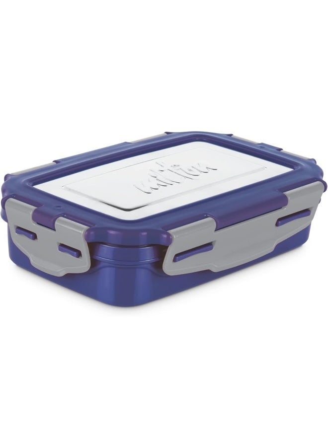 Milton Steel Flat Insulated Inner Stainless Steel Tiffin Box, Assorted Colors 700 Ml, With Inner Stainless Steel Container, 170 Ml And Spoon - Image 2