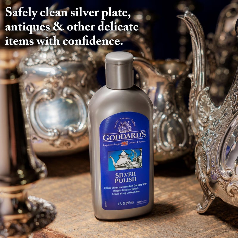 Goddard's Silver Polish for Sterling and Silver Plate, Liquid Cleaner and Polish for Jewelry, Silverware, and Antiques - All-in-One Tarnish Remover Solution, 7 oz - Image 4